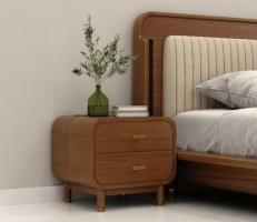 Buy Lotus Premium Solid Wood Bedside Table (Teak Finish) Online From Wooden Street