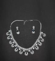 Buy Rhodium-Plated Diamond Studded Necklace Set for Women At Aakarshans - Delhi