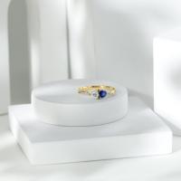 Minimal Toi Et Moi Promise Ring with Moissanite and Blue Sapphire