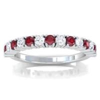 Half Eternity Diamond And Ruby Round Four Prong Wedding Ring. Buy now!!