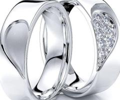 0.14 Ctw 6mm Matching Heart Design His and Hers Diamond Wedding Band Set