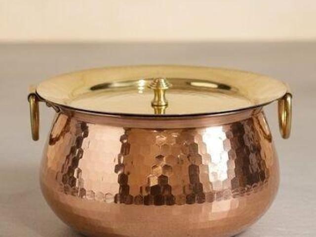 Copper Madurai Handi for Sale - Pure Copper Cooking Pot with Lid