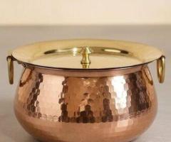 Copper Madurai Handi for Sale - Pure Copper Cooking Pot with Lid