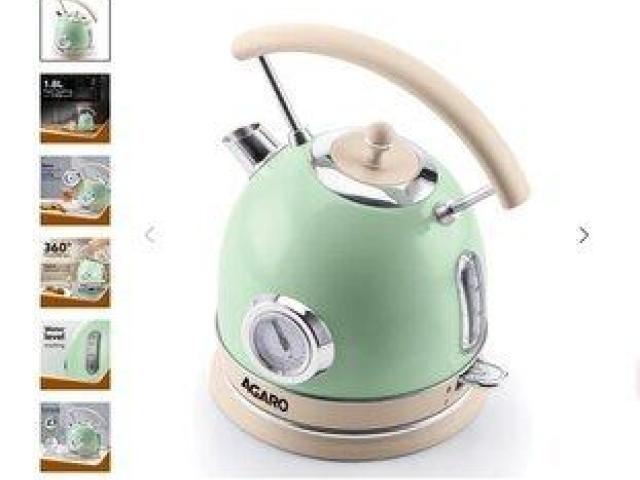Regency Vintage 1.8L Electric Kettle with Temp Gauge & Auto Shut-Off, Green