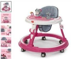 LuvLap 360° Joy Baby Walker 9+ Months | Adjustable Musical Activity Walker (Pink)