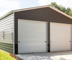 24Wx25Lx12H Two Car Metal Garage | Durable Metal Garage