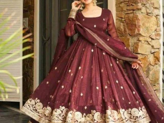Maroon Embroidered Anarkali Suit for Women