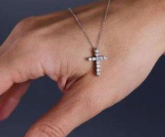 Best Quality Cross Lab-Grown Diamond Necklace in London.