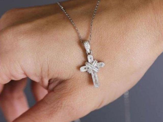 Luxury 3D Diamond Cross Statement Necklaces in London.