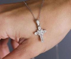 Luxury 3D Diamond Cross Statement Necklaces in London.