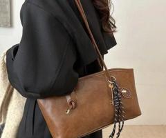 Large Capacity Pendant Tote Bag - Retro Korean Fashion Handbag