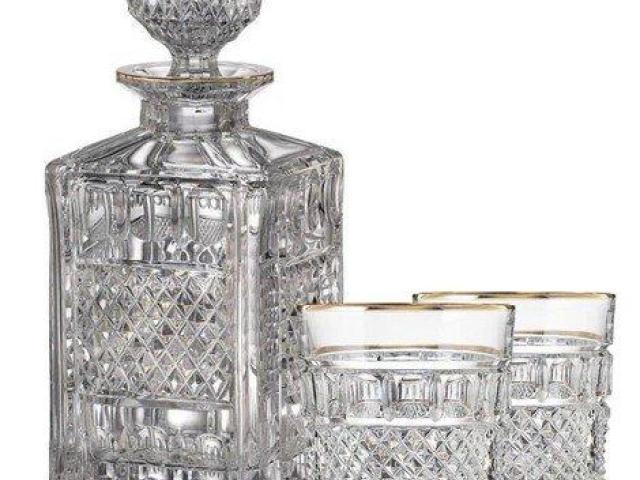 Whiskey Tumblers Crystal | Jessie Gold Finish Set