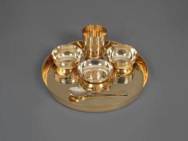 6 Pcs Kansa Thali Set for Sale – Handcrafted Bronze Thali Set for Daily Use