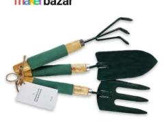 3Pcs Garden Tool Set with Wooden Handle & Foam Grip