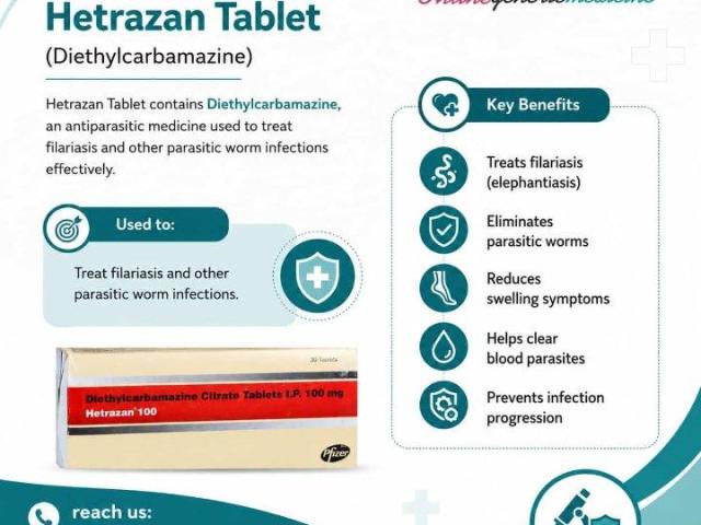 Hetrazan Tablet | Diethylcarbamazine for Filariasis Treatment