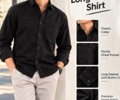 Black Denim Long-Sleeve Shirt: Regular Fit That Doesn’t Feel Tight