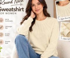 Full Sleeves Round Neck Sweatshirt for Women in Relax Fit